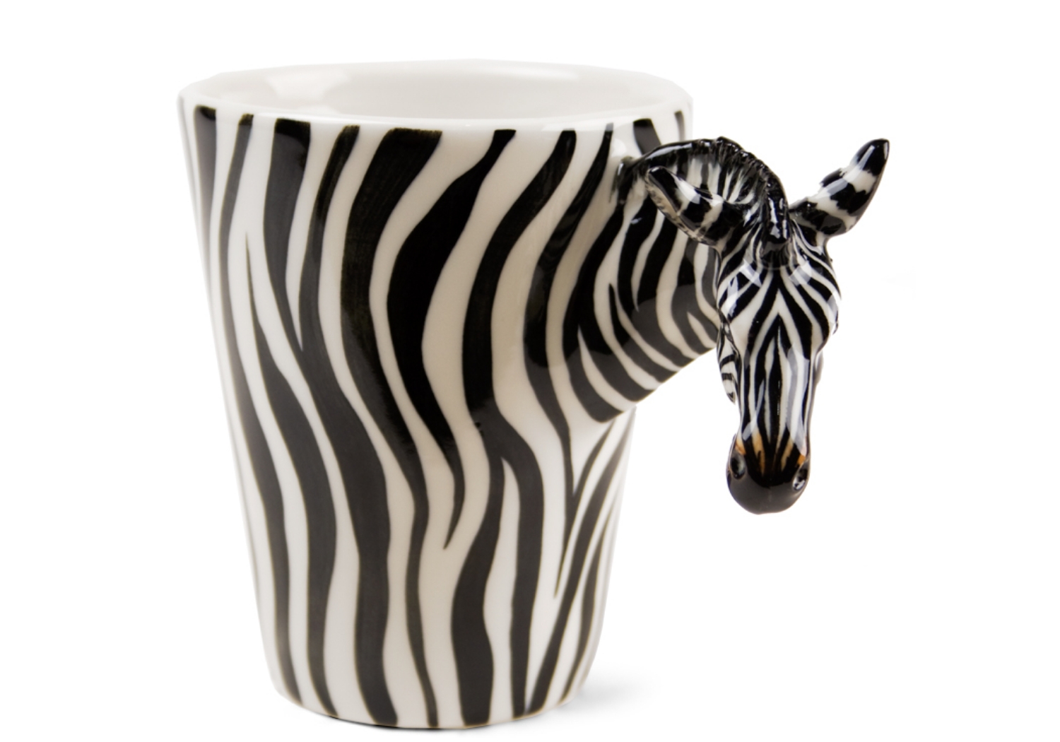 The Zebra is such a distinctive looking beast with its stunning black and white stripes. They are closely related to the horse, but unlike his cousin likes to wear his mane in a fetching Mohican! Strikingly beautiful on our Blue Witch ceramic.