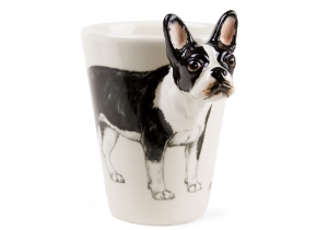 A smart Boston Terrier ceramic from Blue Witch. This sweet little dog is often referred to as the American Gentleman and was sadly originally a fighting dog. Its sweet nature soon won people’s hearts though and it is much more suited as a companion dog.
