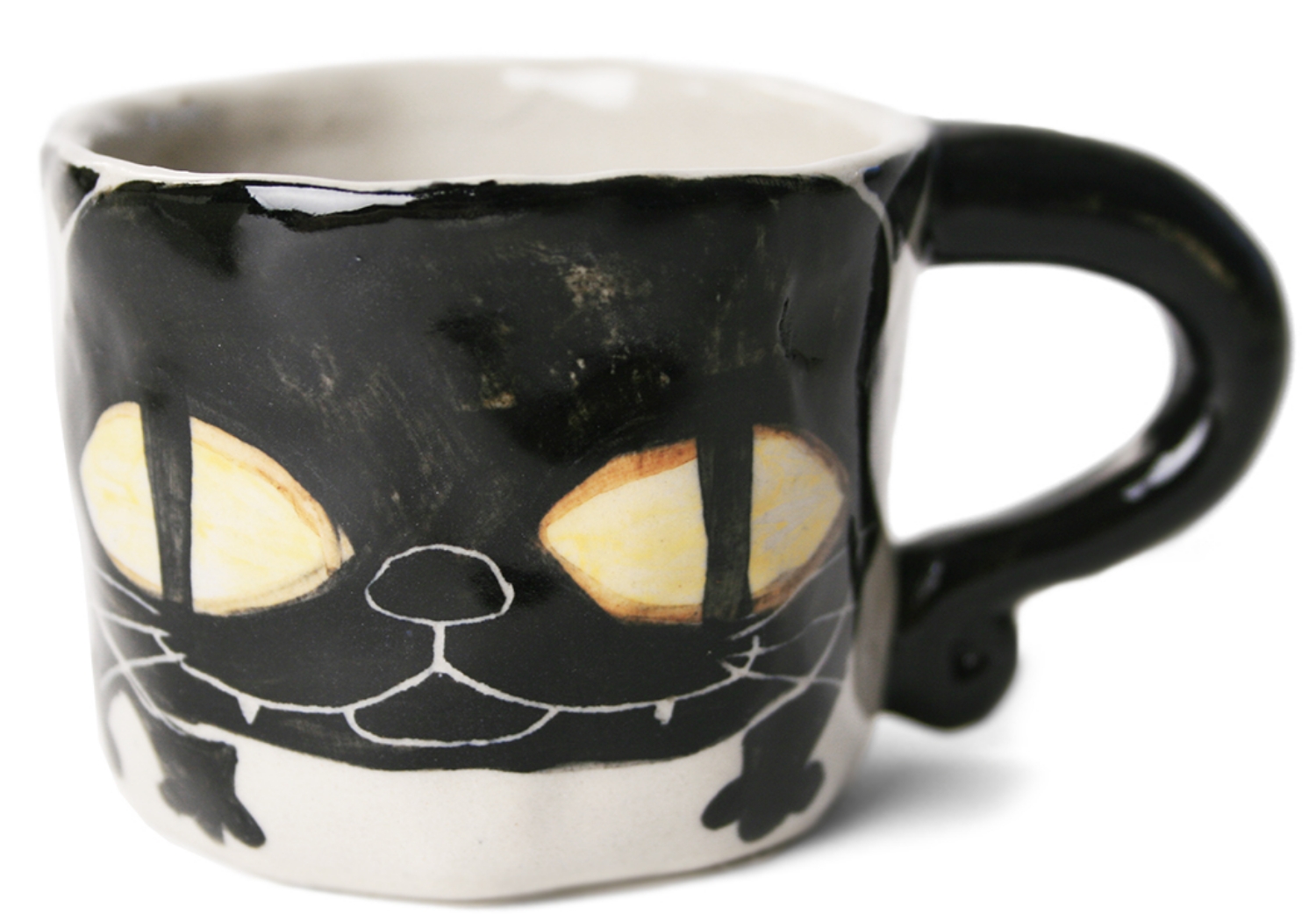 An eye catching feline takes the starring role on our Blue Witch Coraline ceramic collection.Each Espresso Cup is ingeniously hand illustrated by a prolific artist. The canny brush strokes and cunning design create a curiosity with an air of mystery. Each piece is hand tooled to form a slightly eccentric asymmetrical shape. Visually and audibly theatrical whilst great for everyday use, dishwasher safe and microwave friendly to guarantee the colour will never fade.  It will also add a magical charm to a dinner party. Guaranteed to make the kids ‘Meow’ with delight and full of joie de vivre at any fun theme party!