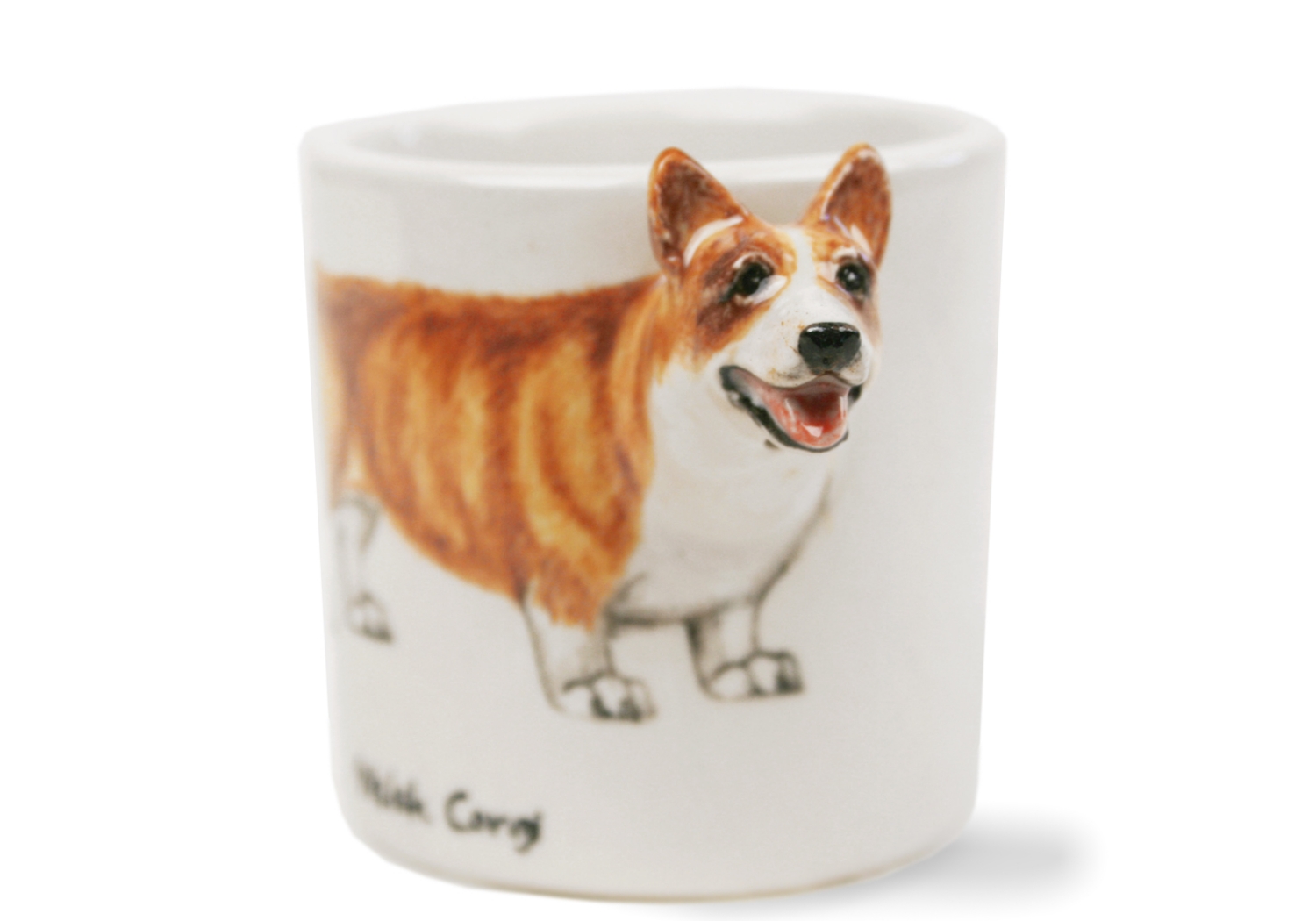 It is believed the Welsh Corgi is descended from Viking herding dogs. Known to be the pets of the English Monarchy they are said to make excellent companions. This lovely little dog is portrayed on a delectable ceramic by Blue Witch.