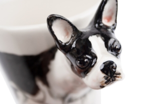 A smart Boston Terrier ceramic from Blue Witch. This sweet little dog is often referred to as the American Gentleman and was sadly originally a fighting dog. Its sweet nature soon won people’s hearts though and it is much more suited as a companion dog.
