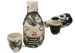 Quirky, imaginative and incisive. The Blue Witch Shojo collection is sensationally hand illustrated by a prolific artist inspired by Japanese anime.  Confident and witty with free form flawless brush strokes in striking monochrome. Each piece is hand tooled to create a slightly eccentric asymmetrical shape.This charismatic Shojo ceramic Carafe is fab for daily use, dishwasher safe and microwave friendly to guarantee the colour will never fade. A perfect piece for adding a vivid aura on your table top.