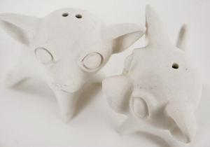 Chihuahua Unpainted Cruet Set