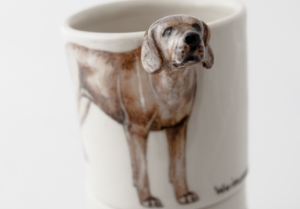 The fearless and headstrong Weimaraner originates from Germany where it was bred to track and hunt large game and its instincts mean it is still used as a guard and watchdog, although it is also a much-loved family pet. Beautifully presented on this Blue Witch ceramic.
