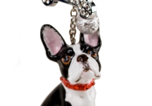 A smart Boston Terrier ceramic from Blue Witch. This sweet little dog is often referred to as the American Gentleman and was sadly originally a fighting dog. Its sweet nature soon won people’s hearts though and it is much more suited as a companion dog.