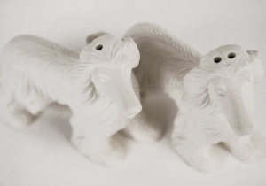 Afghan Hound Unpainted Cruet Set