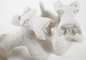 Airedale Terrier Unpainted Cruet Set